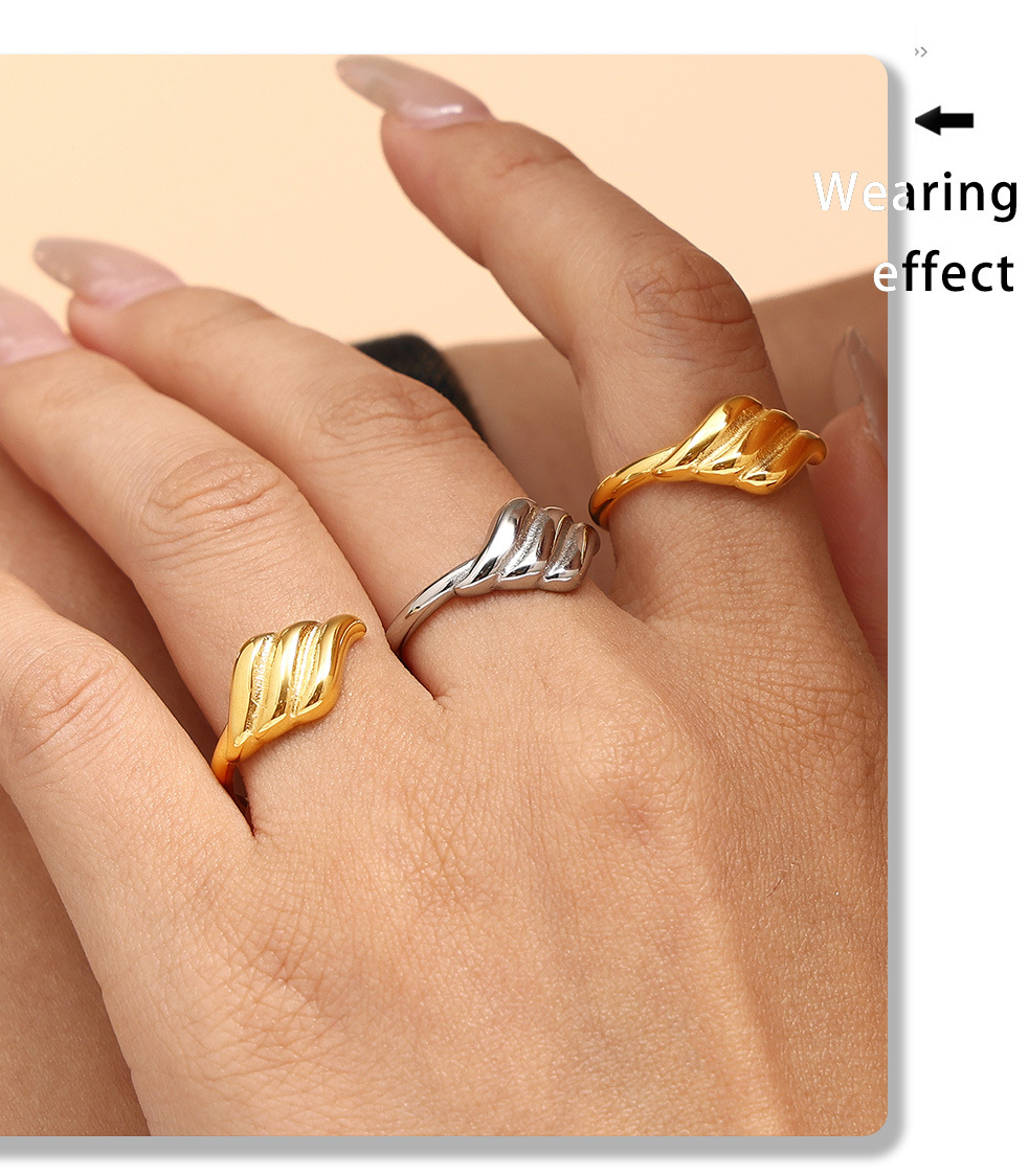 Light Luxury Style Geometric Texture Open Ring, Women's Titanium Steel Niche, Light Luxury Feeling, Adjustable Bracelet_voghion.com