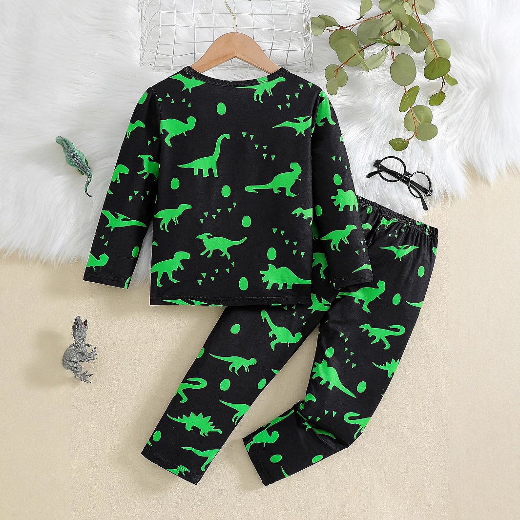 패턴 소년 가을 세트 새로운 어린이 옷 2024 긴 소매 바지 소년 편안한 캐주얼 투피스 세트