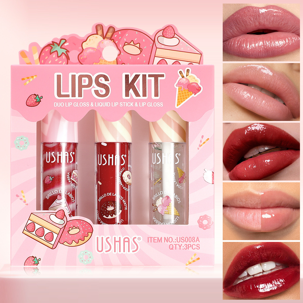 USHAS Cross-Border Pearl Matte New Durable Waterproof Amazone Boom Lipstick US008