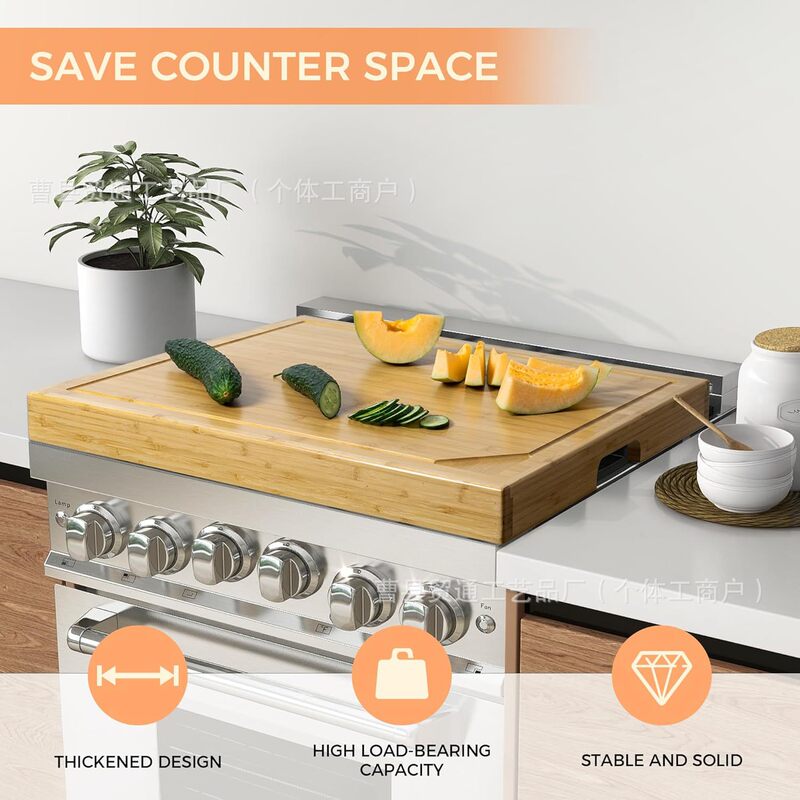 Solid Wood Gas Stove Cover Board for Home Kitchen Stove Partition, Portable Wooden Bread and Fruit Tray, Gas Stove Partition Board