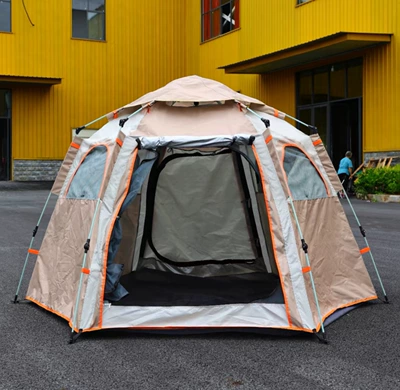 Overnight Travel Beach Equipment, Avtomobil dam çadırları - small-size-for-2-3-people-110110110-off-white-and-khaki-ground-nails-windproof-rope-storage-bag-strapping-rope-single-tent