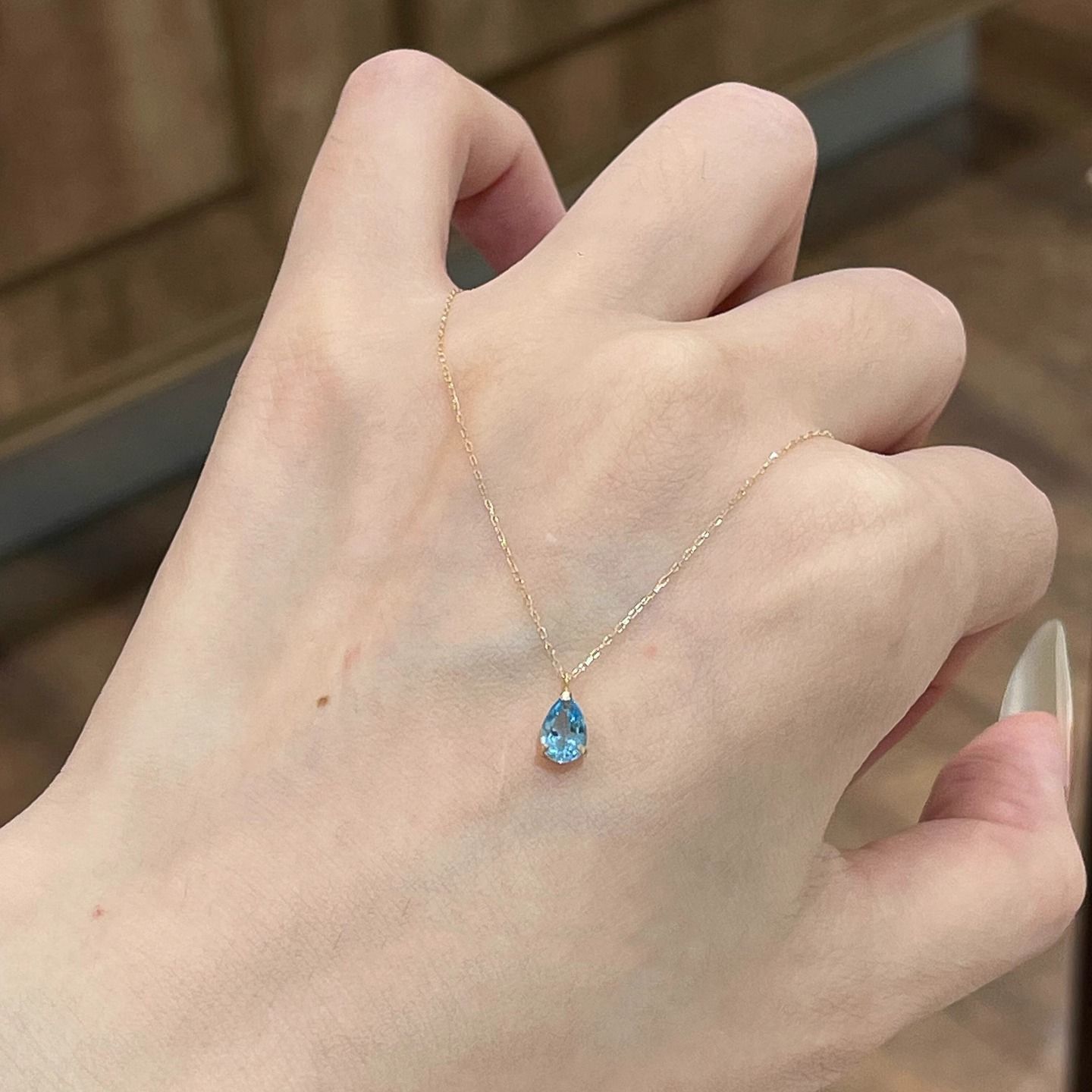 Blue Mini Water Drop Pendant Necklace Women's 2025 New Hot Style High-End Clavicle Necklace Accessible Luxury Niche Accessories