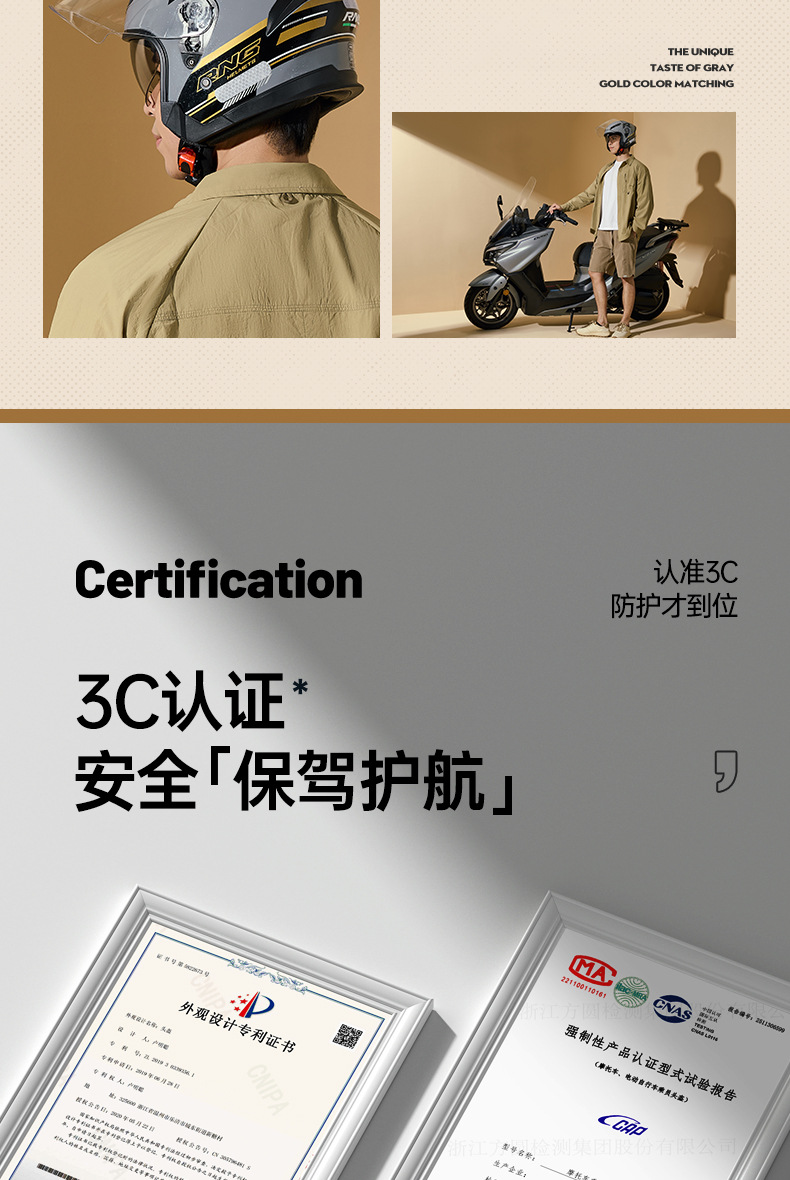 Rng New 3C Certified Motorcycle Helmet with Dual Visors for Riding, Half Helmet for Electric Scooters, Safe for Men and Women