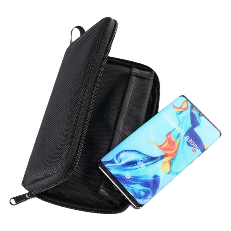 Amazon multifuncional de 7 pulgadas teléfono móvil anti-radiación bolsa de mano de la cremallera de la señal de blindaje anti-Posicionamiento anti-magnético antirrobo