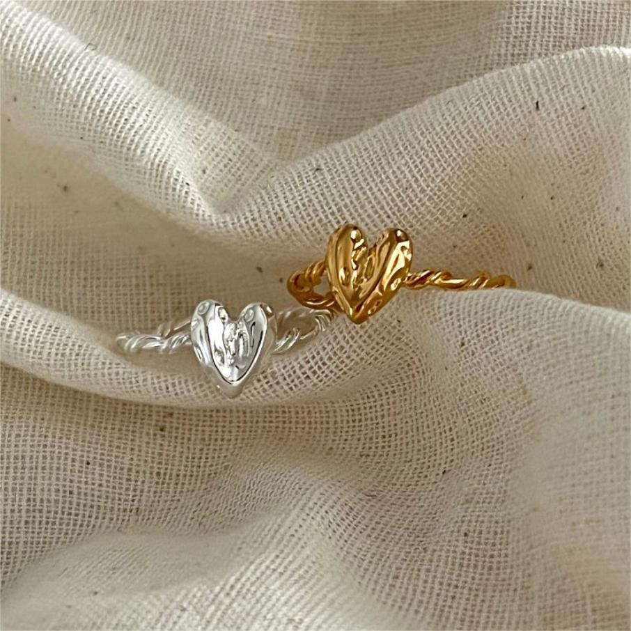 925 Sterling Silver Material 18K Gold Plated 925 Sterling Silver Heart Shape Open Rings 925 Sterling Silver Rings