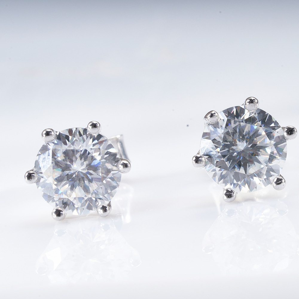 Corte especial redondo de cerezo corte unisex pernos de arete S925 plata incrustado pernos de moda de diamantes de moissan