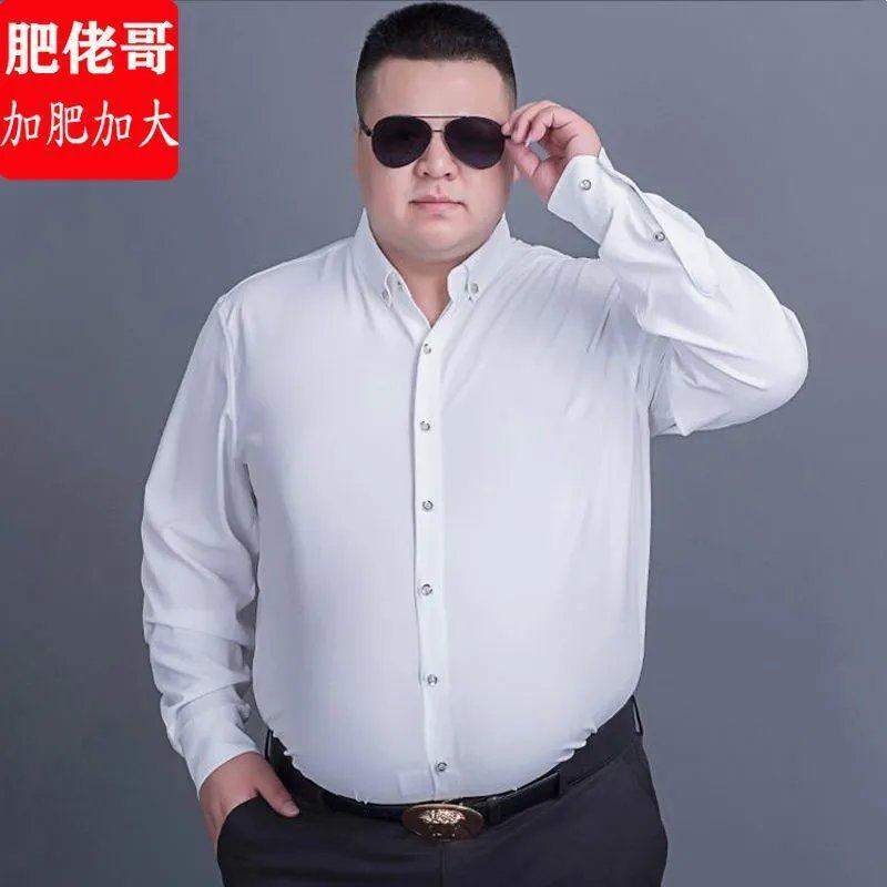 Plus size long sleeve shirt men's shirt business loose trendy fat casual youth extra large solid color Plus size long sleeve shirt men's shirt business loose trendy fat casual youth extra large solid color