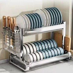 キッチン多層ステンレス鋼食器収納ラック 2025 新型排水食器棚厚みのあるカウンタートップ家庭用収納ラック