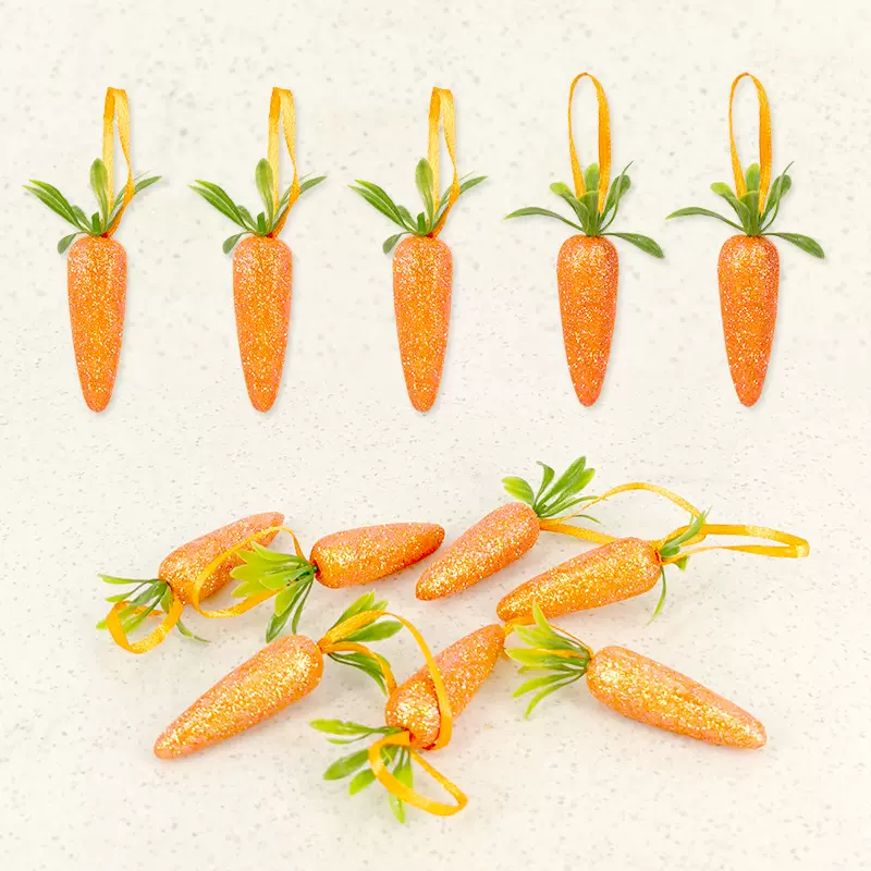 跨境热销新款闪粉仿真复活节胡萝卜泡沫复活节装饰用品现货批发