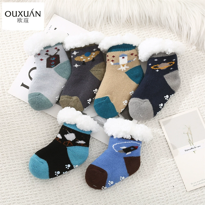 Детские носки-детские носки для мальчиков Aerospace series, теплые и удобные нескользящие домашние носки для сна в помещении