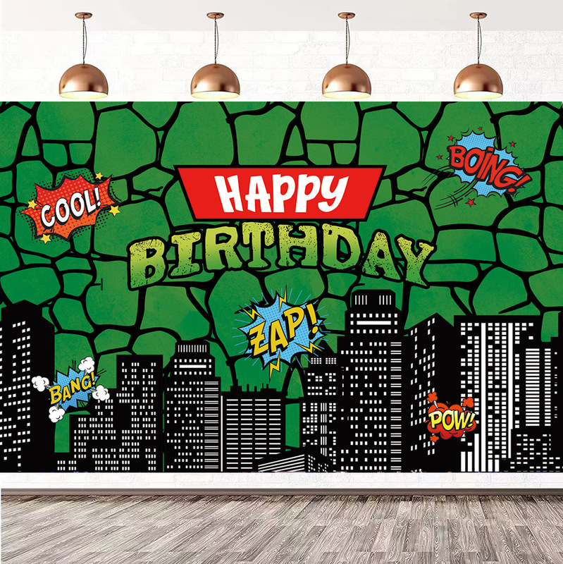 Foreign Trade Amazon Teenage Mutant Ninja Turtles Photography Background Cloth Cartoon City Landscape Figure Birthday Photo Party Decoration