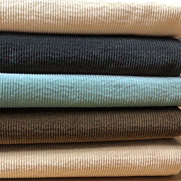 97% algodón 3% spandex 11 Wale sólido tejido elástico cordón tela de ropa
