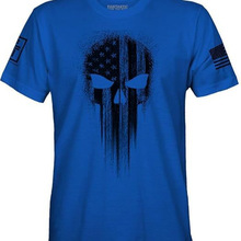 2025夏季新款欧美摇滚霸气T恤男士短袖和3D印花军事个性骷髅头