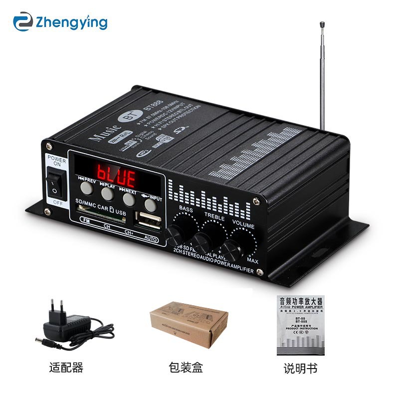 BT888-Negro-Bluetooth con pantalla modelo-Independiente + adaptador de enchufe redondo