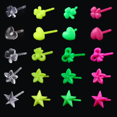 厂家批发彩色爱心塑料树脂耳钉五角星耳针养耳洞简约小巧耳针学生