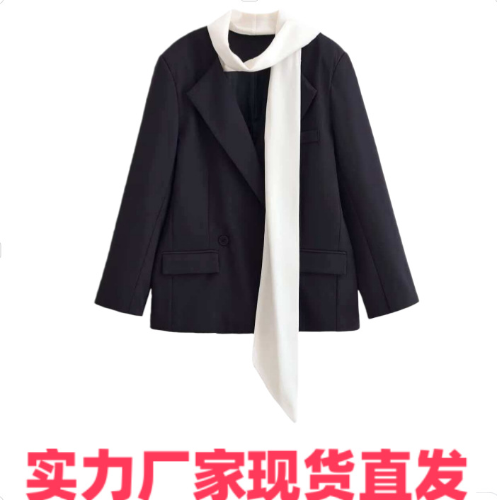 NSSF 自制 跨境欧美外贸女装 新款爆款气质百搭黑色宽松西装上衣