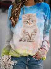 2023歐美外貿爆賣款3D圓領衛衣女可愛貓咪歐美外貿女裝一件直發