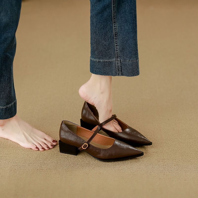 Temperamento francés Marie-Zhen zapatos para mujeres 2026 primavera y verano nuevo tipo de hebilla universal retro viaje agudo zapatos para mujeres