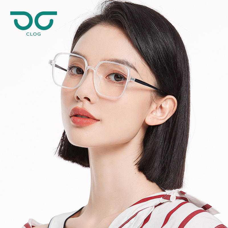 新款平光镜钛架眼镜 厂家直销TR方框潮流半钛眼镜镀膜近视眼镜女