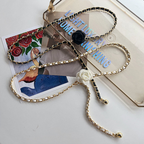Camellia waist chain accessories for women flower chain belt decoration with dress jeans chain trendy ins style