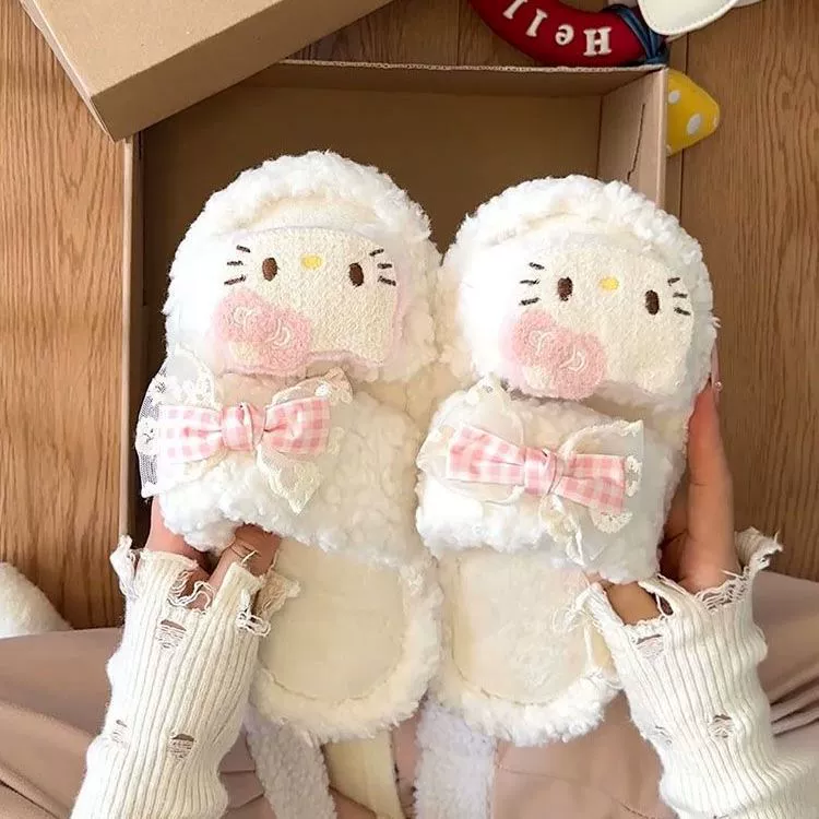 Тапочки Hello Kitty, милые зимние домашние туфли, комфортные, корейский стиль, 2025
