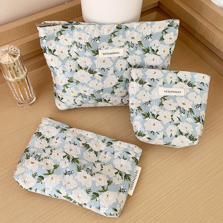 Новая женская косметическая сумка большой емкости оригинальный нишевые дизайн темпераментный жаккардовый клатк ретро портативная сумка для хранения