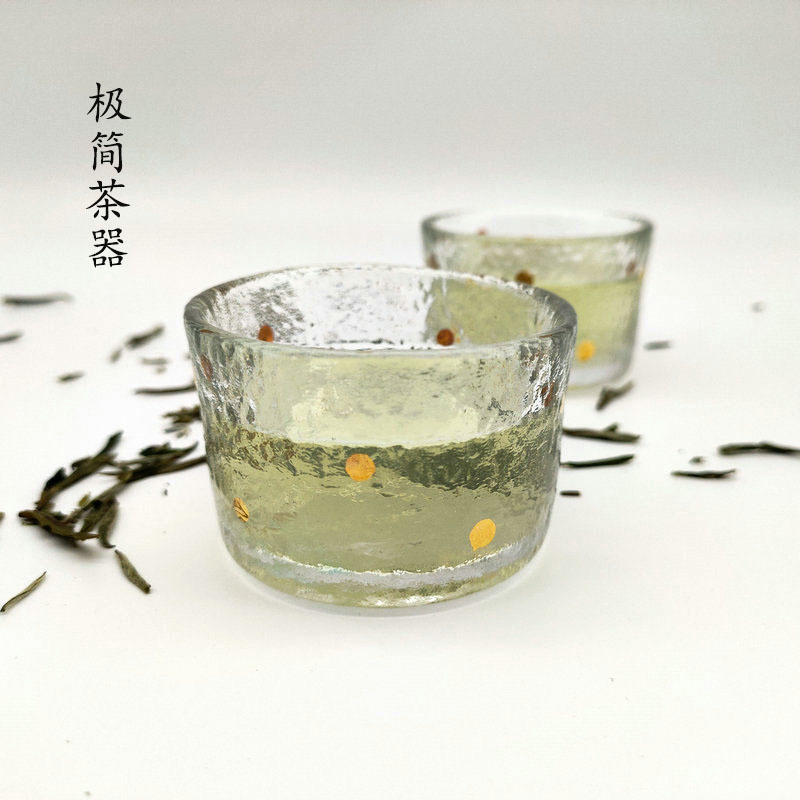 日式玻璃品茗杯锤纹直口小茶杯加厚茶碗办公居家功夫茶具批发