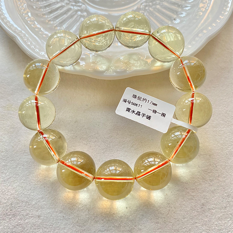 晶咖巴西黄水晶手链女款大珠子男士黄色水晶手串一物一图生日礼物|undefined