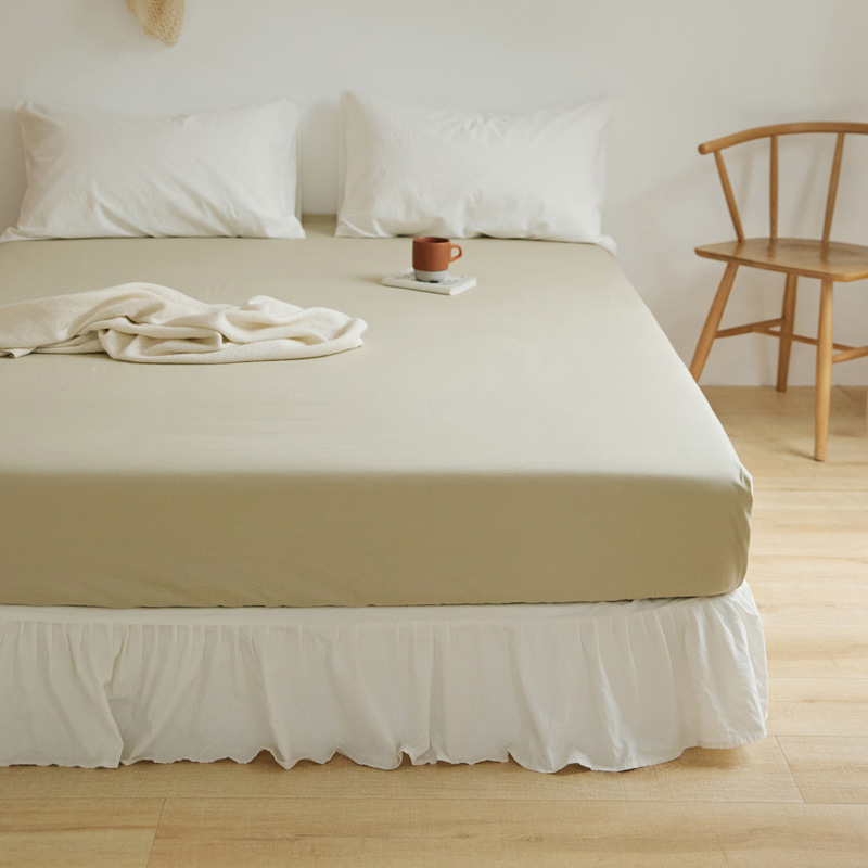 Lujo ligero 60s cama de algodón puro gaza Gongsatin 100 algodón mono cama gaza pro-piel de color sólido lana larga cubierta de colchón de algodón lavable