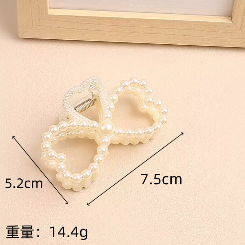 더블 하트 진주 클립