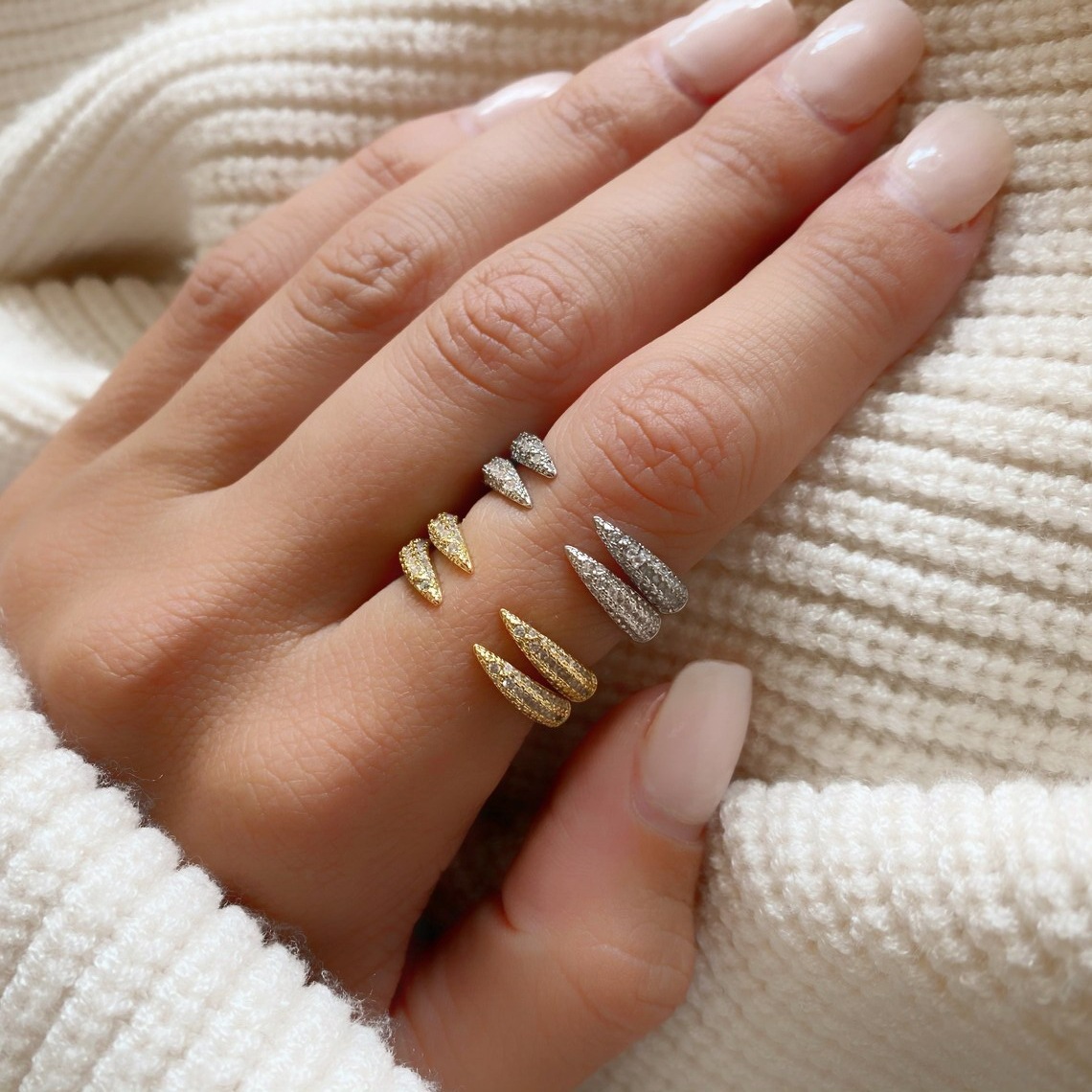 Fashion Solid Color Copper Inlay Zircon Open Ring 1 Piece