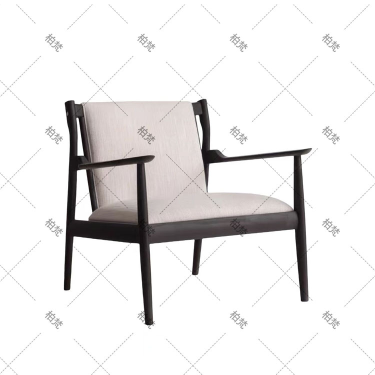 Silla de ocio de madera maciza perezosa de mediana edad, sofá individual de diseño de madera de fresno, silla Hank, silla de tienda de té con leche de café
