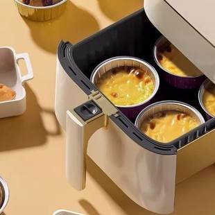 Air Fryer Round Aluminum Foil Box Aluminum Foil Cup Box Cake Egg Custard Dessert Aluminum Foil Box Pudding Cup