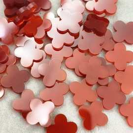 天然红玛瑙四叶草吊坠配件高品质项链耳钉首饰裸石半成品饰品平面