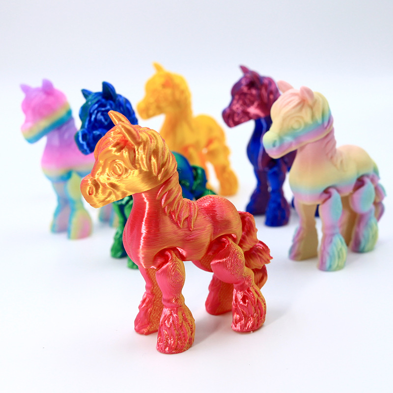 3D Printing Multicolor Year of the Horse Artificial Pony Movable Joint Night Market Toy Ornaments Animal Model