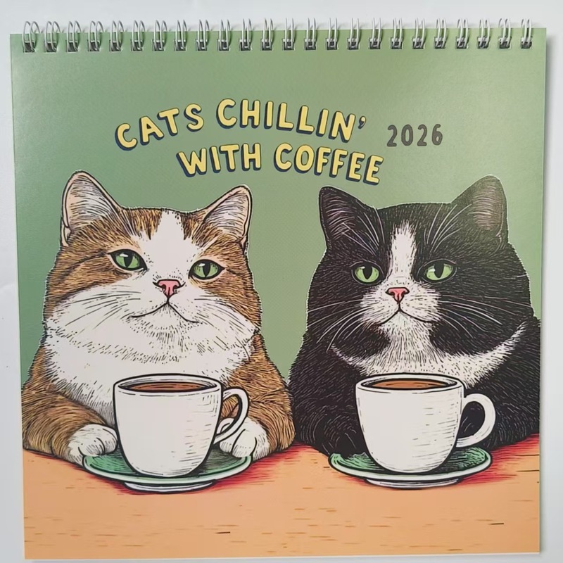 跨境新品2026可爱猫咪卡通猫咪挂历日历|undefined