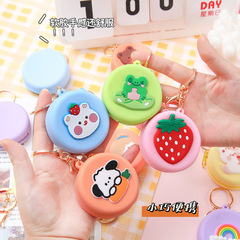 Creative cartoon round silicone coin purse ins style cute coin storage bag ladies wallet headphone key bag