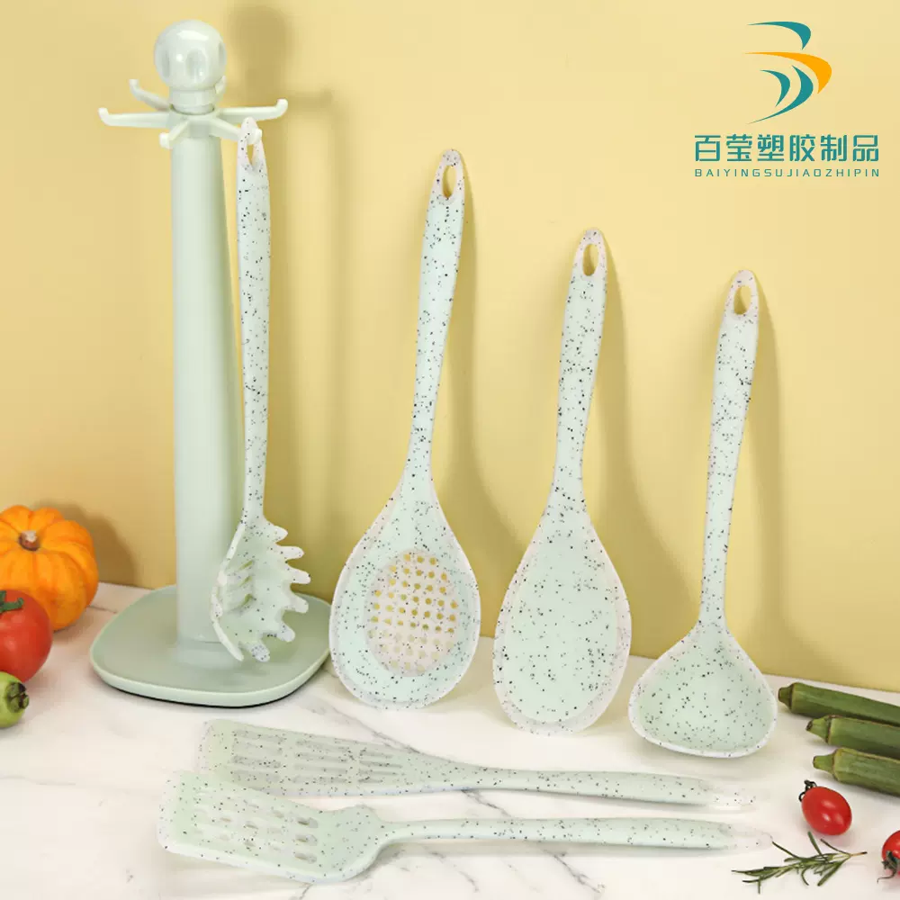 彩点硅胶厨具7件套透色锅铲烹饪套装食品用不粘锅勺铲厨房工具