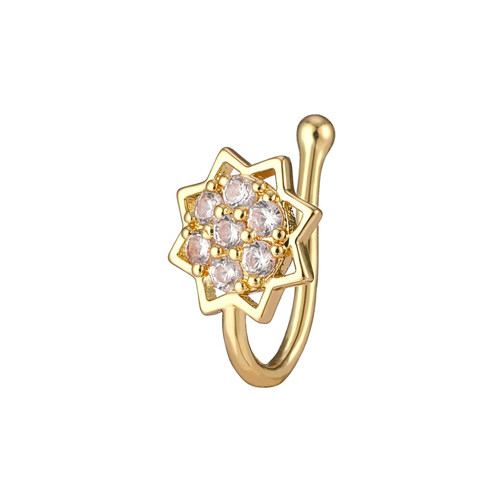 Anello da naso a fiore con zircone geometrico a u in rame_voghion.com