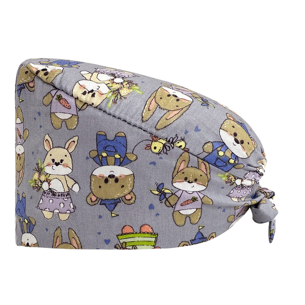 Tapa de enfermera de la UCI impresa elástico hebilla ajustable tapa quirúrgica quimioterapia de algodón puro tapa de confinamiento de las mujeres tapa de trabajo médico hombres