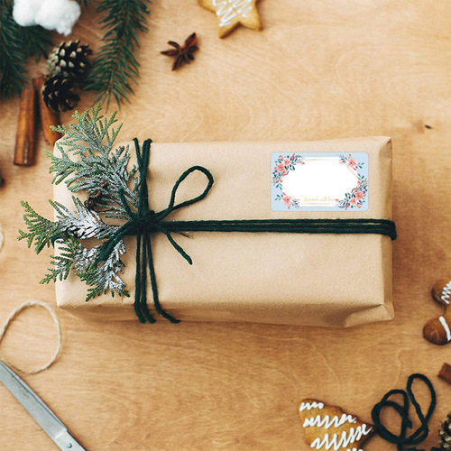 500 sheets/rolls floral rectangular stickers with handwritten labels, exquisite gift packaging decoration, self-adhesive labels