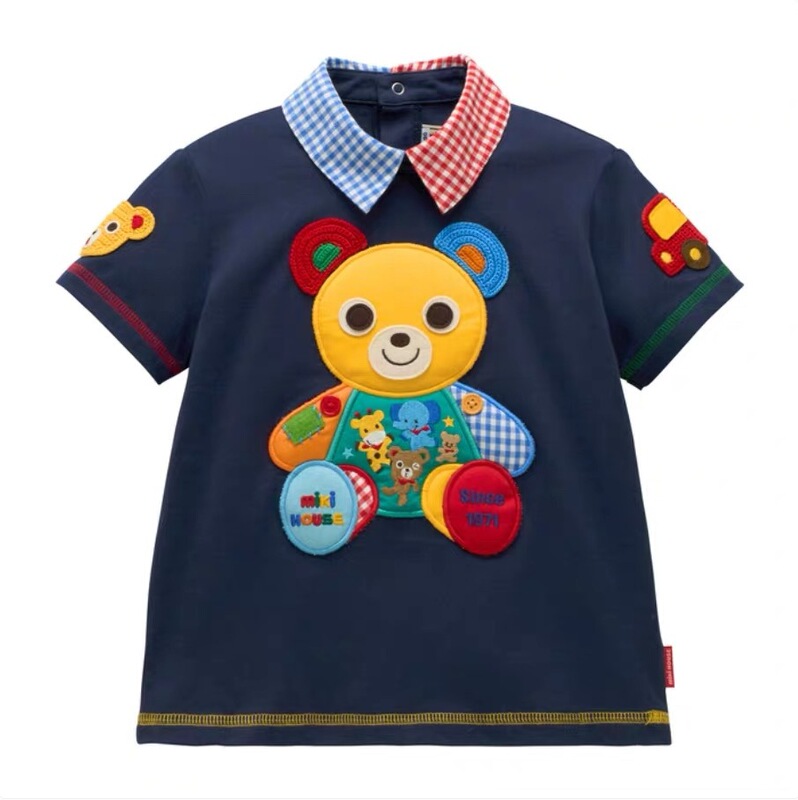 [in Stock] 26Th Summer New Miki High-End Colorful Bear Pattern T-Shirt + Suspender Shorts Set