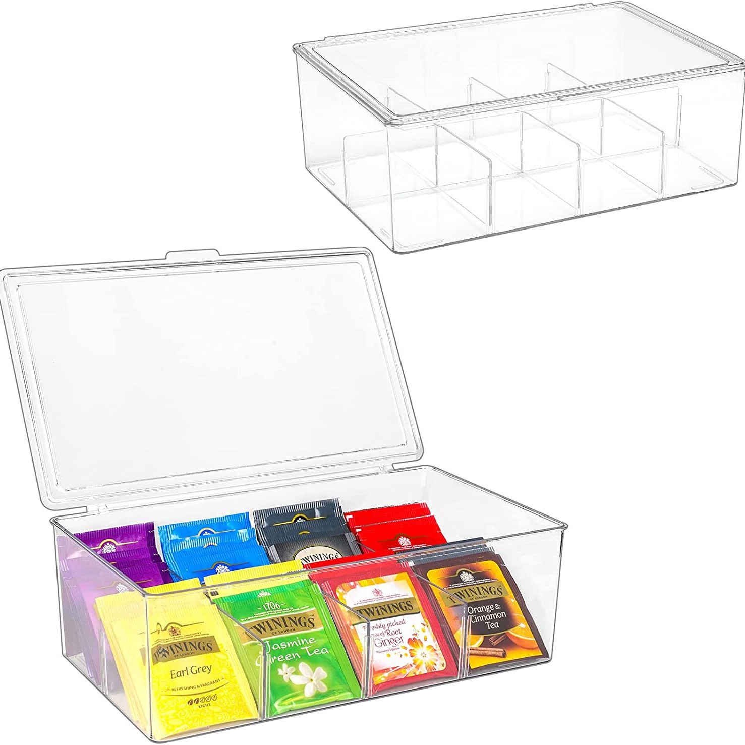 Stackable PET tea bag storage box kitchen cabinet countertop divider coffee sugar packet small packet organizer
