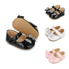 0-12个月宝宝PU亮面蝴蝶结春秋款公主鞋 超软胶底防滑婴儿学步鞋