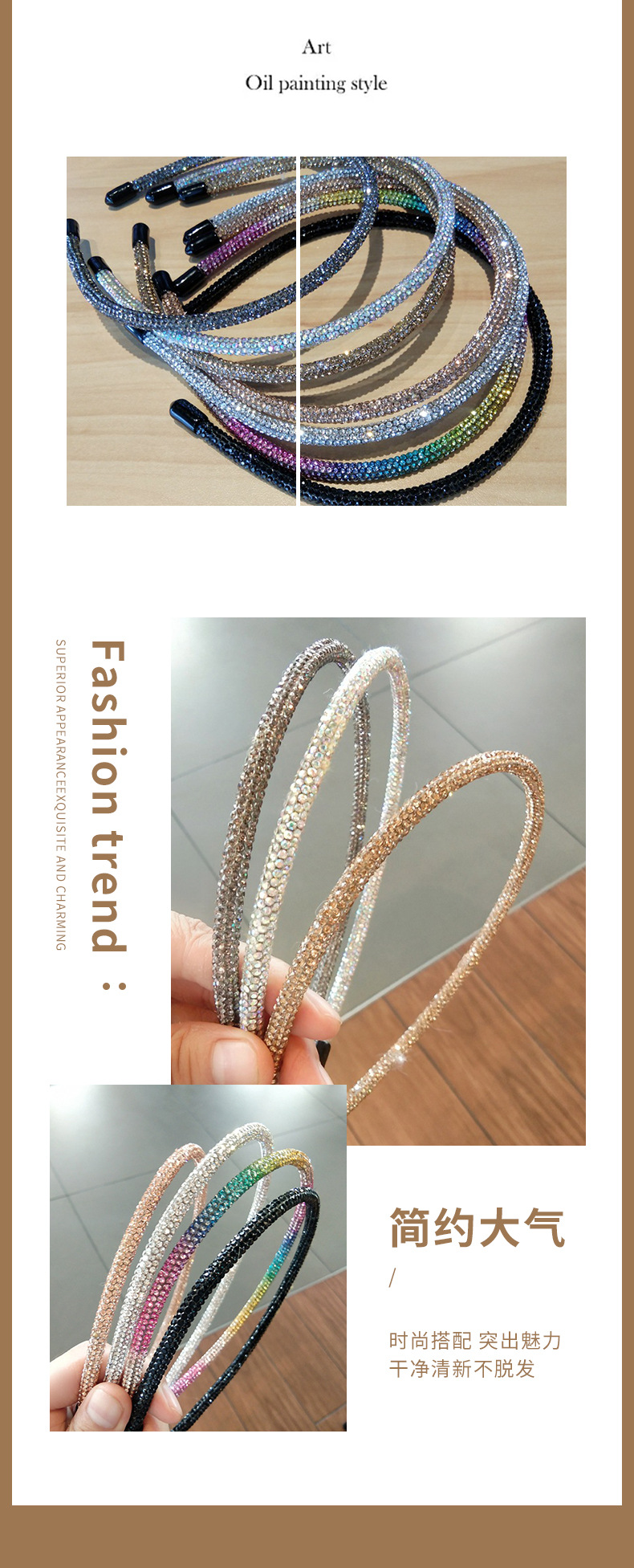20g Weight Hair Band Hair Accessories Type 1 Piece Quantity Holiday, Daily Occasion Rhinestone Material Solid Color Pattern All Seasons Season Women's Gender Simple Style Style Simple Style Women's Solid Color Rhinestone Hair Band