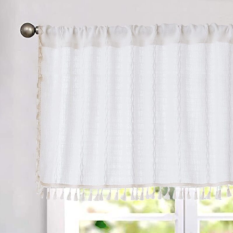 United States Amazon Kitchen Curtain Coffee Short Curtain Head Embroidered Laundry Room RV Punch-Free Account Cabinet Half Curtain