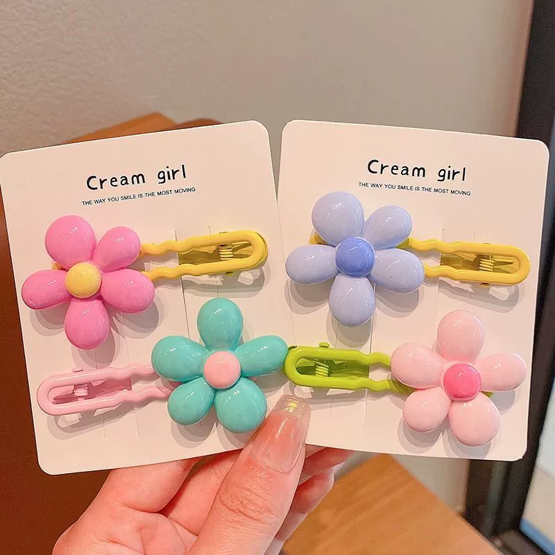 Wavy cute children's hairgrip, bangs, flowered