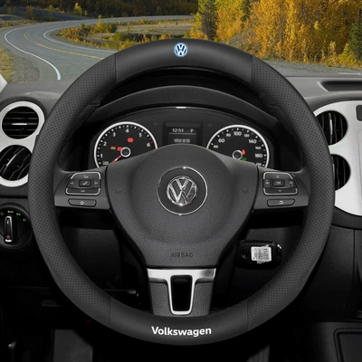 Steering wheel cover L Lingdu Tanyue Touryue Cc - round-nappa-leather-breathable-holes-black-default