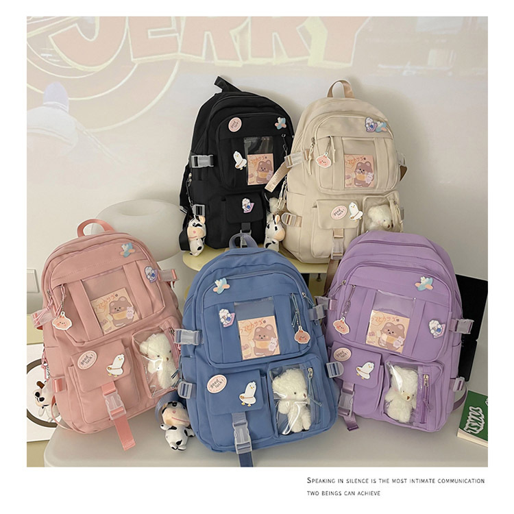 Junior High School Student Schoolbag Backpack Korean Style Girl Cute Bear Doll Backpack Large Capacity Sweet Student Schoolbag