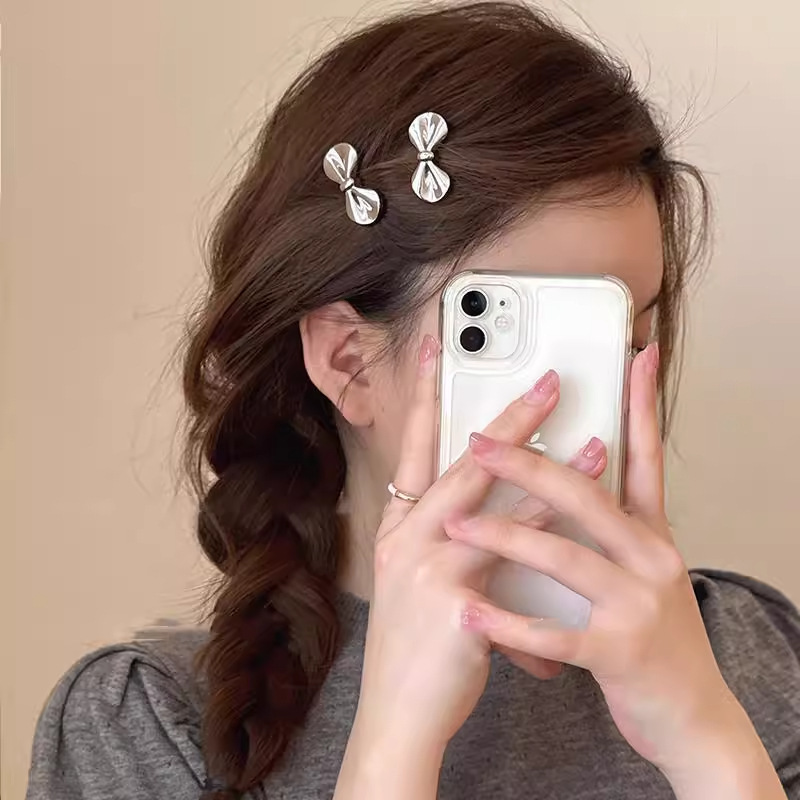[Sweet Style] Cute and Exquisite! Bow Hairpin! Small Bangs Clip Forehead Side Clip High-End Plate
